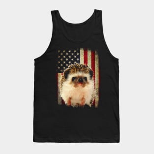 American USA Flag Hedgehog Love, Stylish Tee for Animal Admirers Tank Top